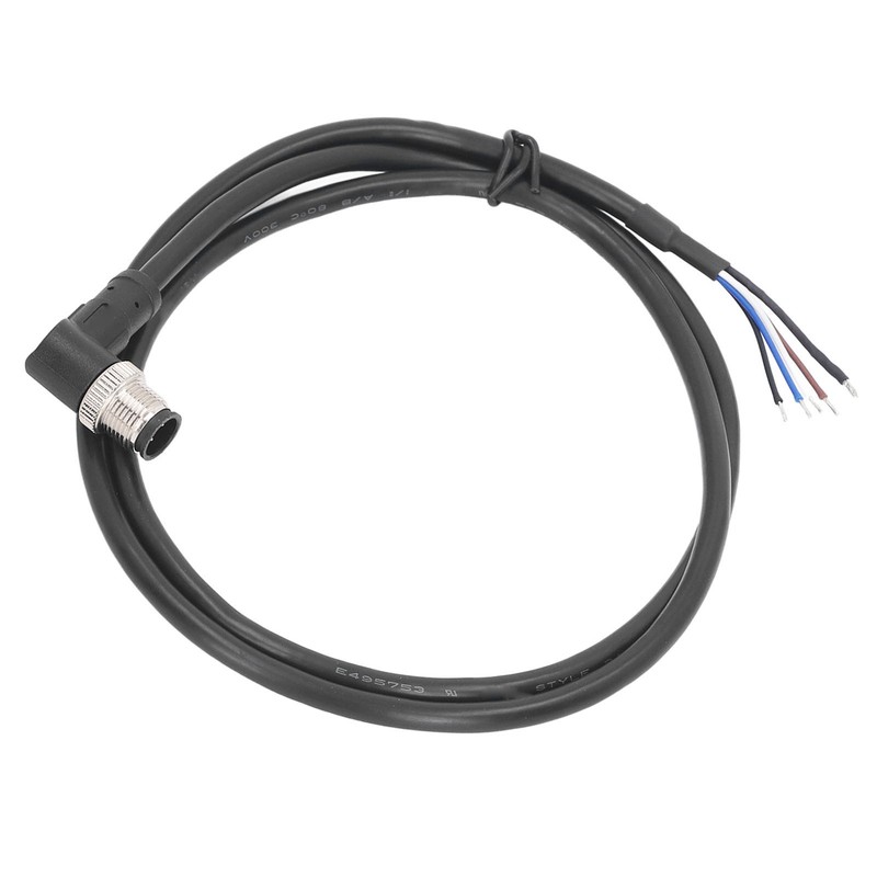 M12 Connector Cable 4 Pin Shielded Right Angle Waterproof Aviation