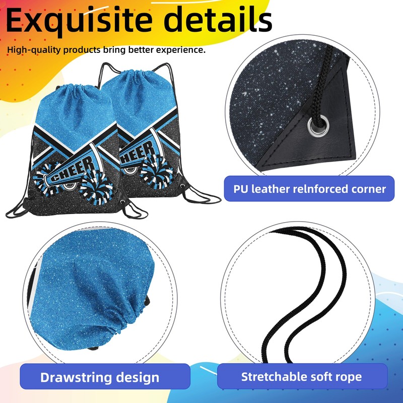 6 Pcs Cheer Drawstring Backpack Cheerleading Drawstring Bag Cheer Accessories