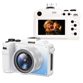 Cámaras Digitales para Fotografía, 4K 48 MP Auto Focus Vlogging Camera para Youtube, Front Rear Dual Lens, 3.0 Pulgadas 18X Zoom Full HD Videocámara Videocámara para