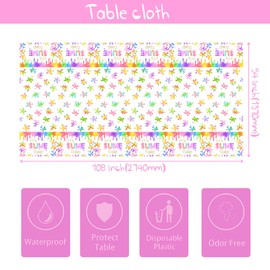 It's Slime Time Birthday Party Tablecloths 108 x 54 inches Colorful Splatter Painting Table Cover Splash Graffiti Table Cloths for Slime Theme Kids Boys Girls Birthday Party Supplies Decorations
