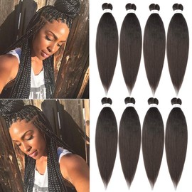 Braiding Hair Pre Stretched 20''-8 Packs Synthetic Braiding Hair Crochet Braids, Kanekalon Braiding Hair Hot Water Setting Professional Soft Yaki Straight Texture (20inch,#4)
