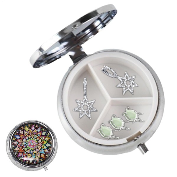 Portable Pill Case | 3 Compartments Small Pill Box,Compact Medication