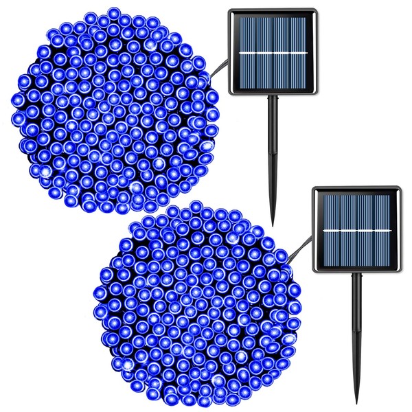 2 Pack 66ft 200 LED Solar String Lights Outdoor Waterproof,