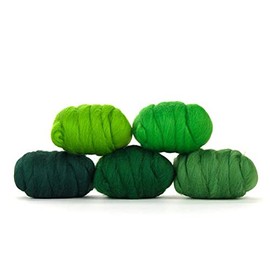 Revolution Fibers | Mixed Merino Wool Variety Pack | Perfect Wool Roving for Spinning, Needle Felting, Wet Felting, Weaving and Crafting (Grand Green (Greens), 250 Grams)