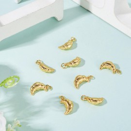 Pandahall 8Pcs Croissant Charms 18K Real Gold Plated Brass 3D Cute Imitation Croissant Bread Pendants Metal French Bread Dangle Charms for DIY Craft Necklace Earrings Keychains Jewelry Making