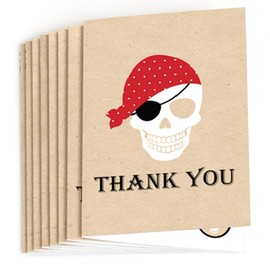 Big Dot of Happiness Beware of Pirates - Pirate Birthday Party Thank You Cards (8 count)