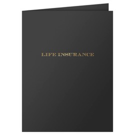 The Gallery Collection, 25 Count, Black, Life Insurance Pocket Folders, Gold Foil Stamped, for Policy Agents (9 x 12)