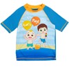 CoComelon JJ Tomtom Toddler Boys Rash Guard and Swim Trunks