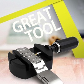 Watch Link Removal Kit, Watch Band Sizing Tool for Watch Strap Adjustment, Watch Pins Replacement, Watch Hammer, Spring bar (Black) - Colour: Black