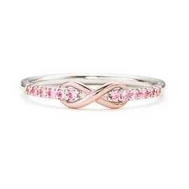STORYJEWELLERY Pink Infinity Rings for Women, Dainty Promise Rings for Her, Fashion Stacking Wedding Band, Unique Gifts for Mom, Daughter, Sister and Friend, Size 10