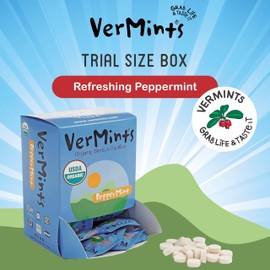 VerMints | Organic | PepperMints| Breath Mints | 2 pack Individial |100 Count |Trial Size | Breath Mints | Gluten Free | NonGMO | Kosher | Vegan | Nut free