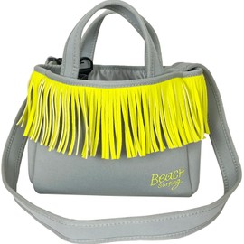 Empret Veil 2025 Neoprene Hawaiian Fringe Bag, Width 9.8 x Height 7.9 x Depth 3.5 inches (25 x 20 x 9 cm), Gray with Removable Shoulder Strap, 2-Way, Soft and Lightweight Material, Perfect for Outings