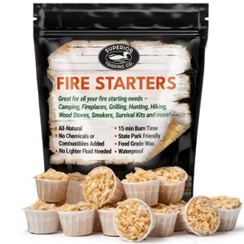Superior Trading Fire Starter Pods in Resealable Packs - Fire Starters for Campfires, BBQ, Grill, Pit, Wood Stove & Charcoal Starter, 15-20-Min Burn, 30 Extra Large Pods, USA Made, Brown, 3.2 Lbs