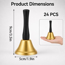24 Pcs Metal Hand Bell Call Service Hand Bells for Adults,Wood Handles,Gold