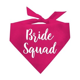 Bride Squad Wedding Engagement Announcement Dog Bandana (Hot Pink, OS 40)