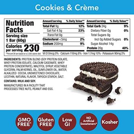 think! Protein Bars, High Protein Snacks, Gluten Free, Sugar Free Energy Bar with Whey Protein Isolate, Cookies and Crème, Nutrition Bars without Artificial Sweeteners, 2.1 Oz (10 Count) (Pack of 5)