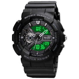 SKMEI Men's Digital Sports Watch, 50Ｍ Waterproof Military Watches LED Screen Large Face Stopwatch Alarm Wristwatch