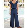 Dokotoo Jumpsuits for Womens 2025 Fall Ruffle Sleeves Cute Square