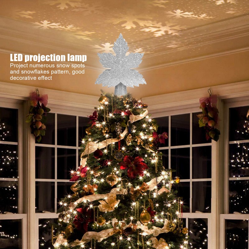 Christmas Tree Topper Projection Lamp Ornament Night Decorative Light for