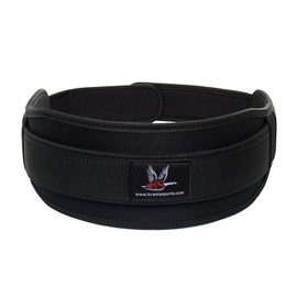 Weight Lifting Belt Gym Fitness Training Double Strength Neoprene 5.5 Inch Bodybuilding Workout Belt Men Women Support Powerlifting Squats Deadlifts Equipment (BLACK, S)