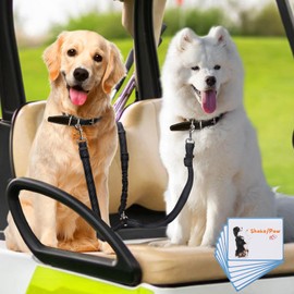 Golf Cart Dog Seat for Two Dogs, Dog Seat Belt for Golf Cart, No Tangle, Retractable & Adjustable, Fits All Golf Cart Dogs, Stop Dog Get Hurt by Jumping Off Golf Cart