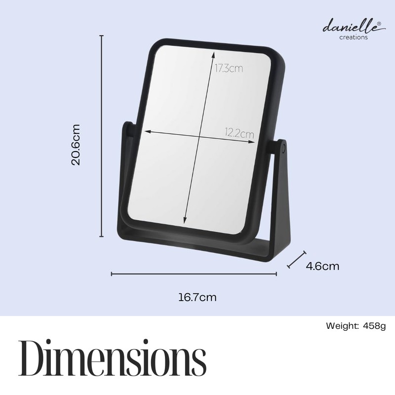 Danielle Creations 6.75-Inch Magnifying Vanity Makeup Mirror Rectangular Soft Touch