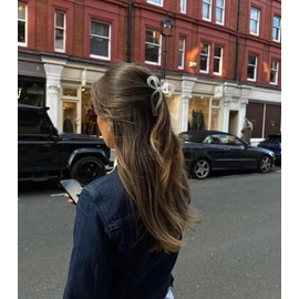 Bmobuo Bows Claw Clips 3Pcs Bows Hair Clips Hair Bows for Women Hair Ribbon Clips 5 Inch Claw Clips for Thick Hair Jelly Green Jelly Brown Jelly Beige Trendy Coquette Bows Gifts for Girls Women