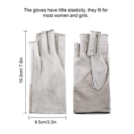 Maxdot Fingerless Gloves Non Slip UV Protection Driving Gloves Summer Outdoor Gloves for Women(1 Pair,Gray)