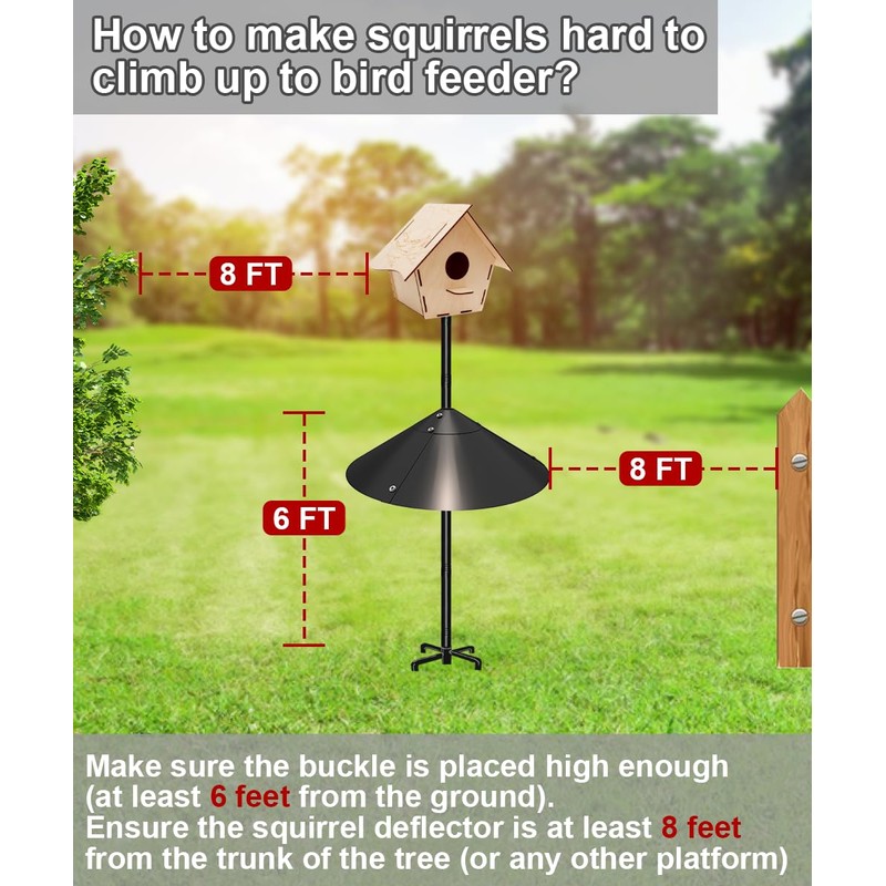 Garbuildman Metal Squirrel Baffle for Bird Feeder Pole, Outside Pole
