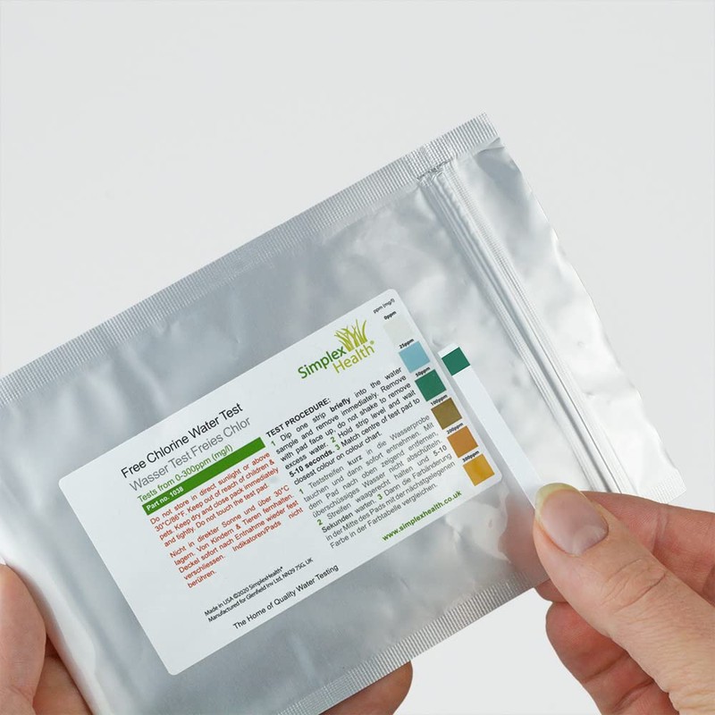 Free Chlorine Water Test Strips 0-300ppm (10 Strips)