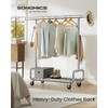 SONGMICS Clothes Rack, Heavy-Duty Rolling Clothing Garment Rack with Wheels,