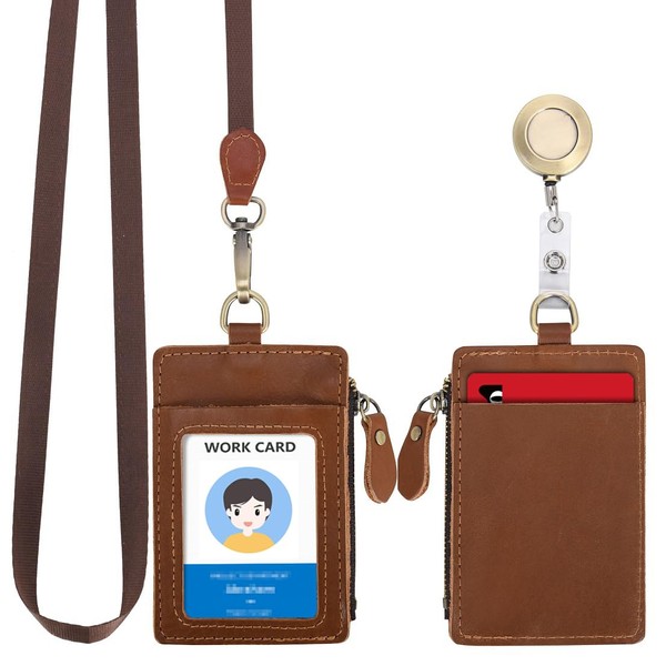 Wonderpool Leather ID Card Holder Badge Holder ID Card Holder