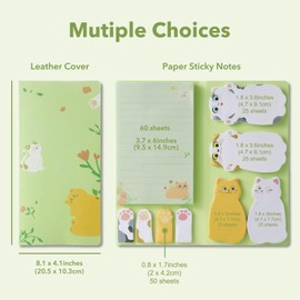Kireida® Cat Sticky Notes Set, Sticky Notes Pads, 210 Sheets, Portable Note Paper, Cute Animal Sticky Notes Pads for Cat Lovers, School, Kids, Creative Gifts