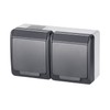 ELEKTRO-PLAST HERMES 2-Way Double Surface-Mounted Socket IP44 Waterproof Anthracite Grey