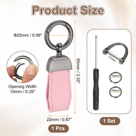 uxcell Car Key Chain, Zinc Alloy Leather Car Keychain Anti-lost D-Ring Key Chain Fob 360 Degree Rotatable Decorative with Screwdriver for Men and Women, Metallic Black/Pink
