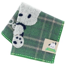 Pochacco 000838-0015-06 Towel Handkerchief, Tartan Check (Green), Women's Towel, Hand Towel, Approx. 9.8 inches (25 cm)