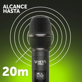 Vieta Pro Wireless Microphone, Party Mic, USB-C Port, 6.5mm Mono Jack, Low Interference and Receiver up to 12 Hours Life