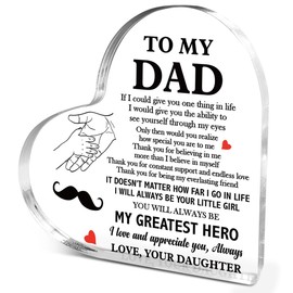 Dad Gifts from Daughter,Thank You Gifts for Dads Fathers Day Birthday Christmas,Unique Father Gift Ideas,My Greatest Dad Acrylic Heart Plaque