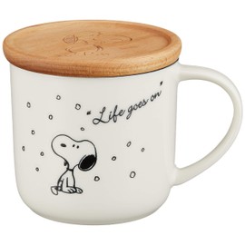 Yamaka Shoten SN614-11C Peanuts Snoopy Mug with Lid (Can Be Used as a Coaster), Large, Approx. 11.8 fl oz (350 ml), Season Pattern, White, Goods, Gift, Women's, Wedding Gift, Mug