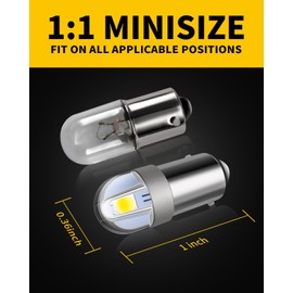 Antline BA9S BA9 1895 1891 53 57 47830 64111 3893 LED Bulb White, Super Bright Canbus Error Free 12 Volt Replacements for Interior Dome Map Lamp License Plate Glove Box Lights (Pack of 10)