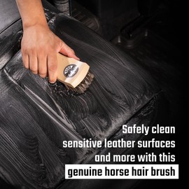 Chemical Guys Long Bristle Horse Hair Leather Cleaning Brush - Leather Brush to Gently Clean Car Interiors, Furniture, Sneakers, Boots, and More - Safe for Natural, Synthetic, Faux, and Pleather