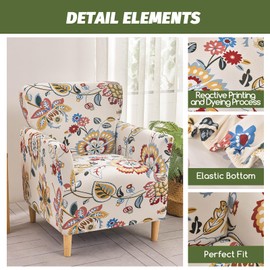 FUANGUI Banquet Armchair Slipcover Printed Chair Covers with Arms Stretch Club Chair Slipcover Soft Armchair Sofa Covers Anti-Slip Furniture Protector for Dogs Pets Home Living Room Decor