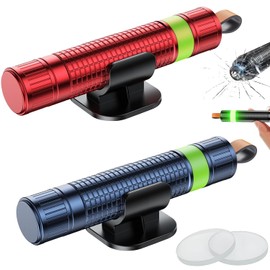 Emergency Hammer Car with Seat Belt Cutter, 2-in-1 Seat Belt Cutter, Emergency Hammer, 2 Pieces, Safety Hammer, Glass Breaker with Chassis and Test Glass, Car Gadgets Emergency Cartool (Blue and Red)