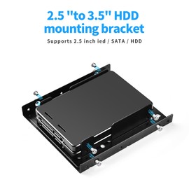 ELUTENG SSD Mounting Frame for 2 x 2.5 Inch to 3.5 Inch Hard Drive Adapter Removable Frame Brackets Rails 2.5 Inch to 3.5 Inch HDD SSD Mounting Bracket Including 1 Screwdriver and 5 Pack Screws