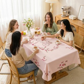 Cherry Blossom Pink Floral Tablecloth,Spring Tablecloth Rectangle, Japanese Tablecloth for Birthdays,Weddings,Mother’s Day,Garden,Tea Party（55inch*102inch