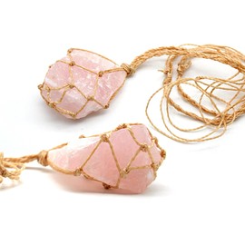 DOJA Barcelona Raw Rose Quartz Pendant, Pack of 1 or 2, Raw Rose Quartz, Raw Minerals, Natural Healing Stone: Rose Quartz Relaxes Nerves and Strengthens Self-Esteem, Rose Quartz, Quartz