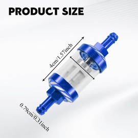 Lyxheth 2PCS Automotive Fuel Filter, Gasoline Filter, 5/16" Inline Fuel Filter with Clear View Glass, Detachable Washable Metal Glass Vehicle Inline Fuel Filters for SUV Car Scooters (Blue)