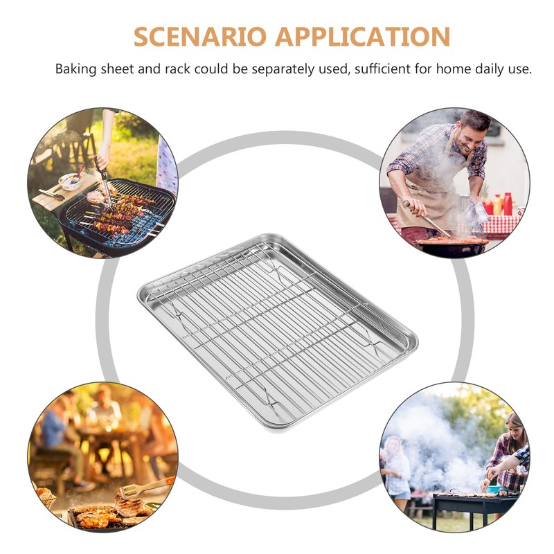 Baking Pan Nonstick 2 Pieces/Set Rectangular Baking Tray Stainless Steel