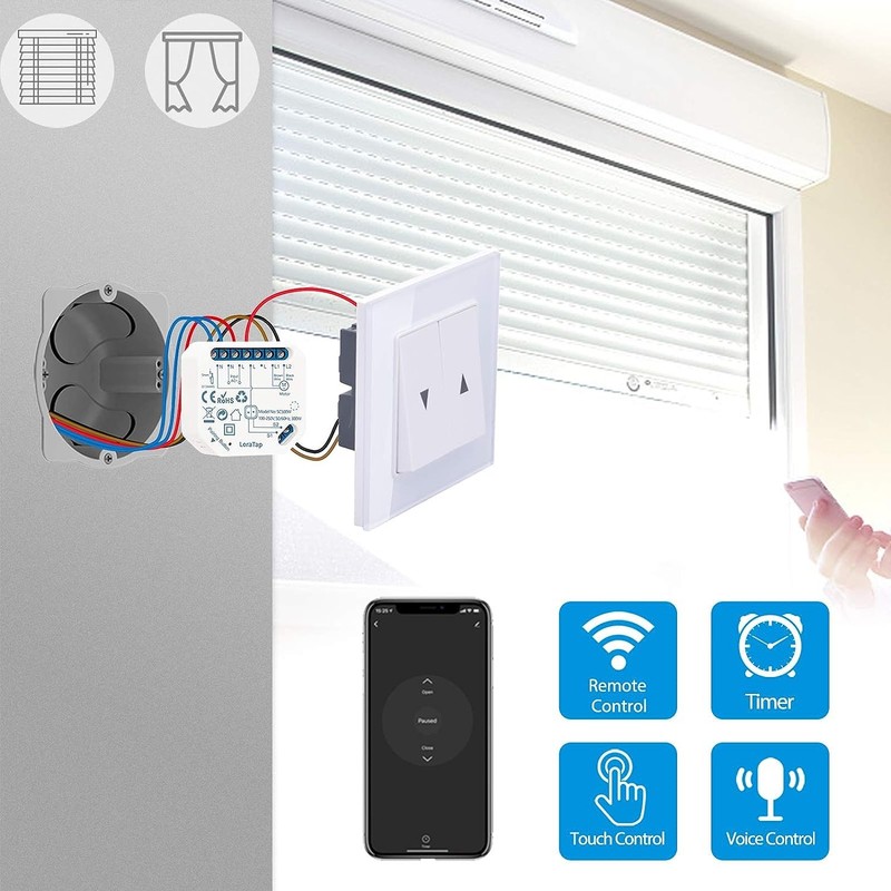 LoraTap Roller Shutter Control Switch Roller Shutter Module WiFi Compatible