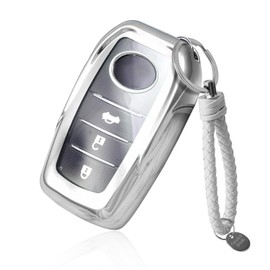 GAFAT Compatible with Toyota C-HR 2024 2025 / Yaris Yaris Cross 2020-2025 Key Case, Key Cover, Key Housing, TPU Silica Gel, Yaris Cross Accessories, CHR 2024 Accessories (Silver)